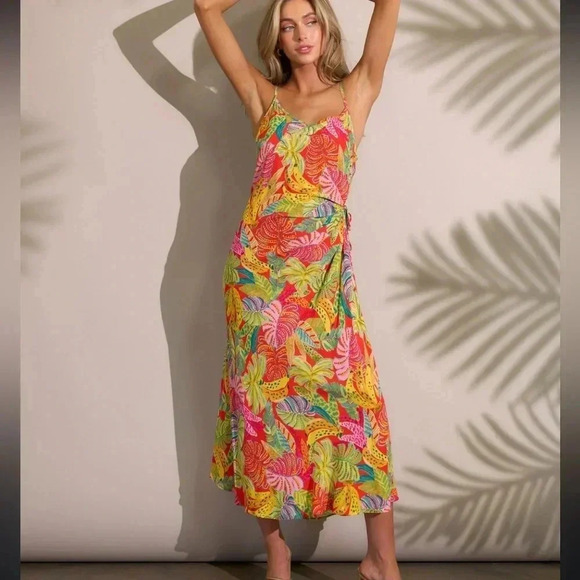 Dress Forum Festivity MIDI Dress In Multi Tropical print M NWT Wedding Guest - Picture 1 of 7